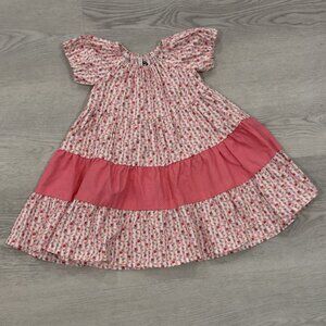 Wanderlust Reflections Girls Summer Floral Tiered Dress Pink White Sz 4T